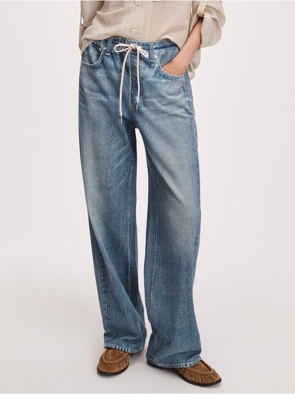 NWT Rag & Bone Miramar Cotton Terry Drawstring Wide-Leg Pant size Small in Ellis